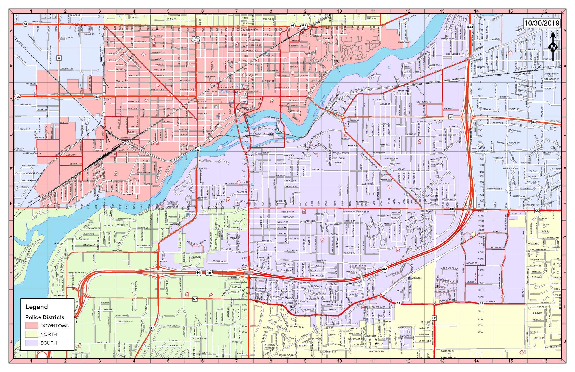 District map - Downtown and South